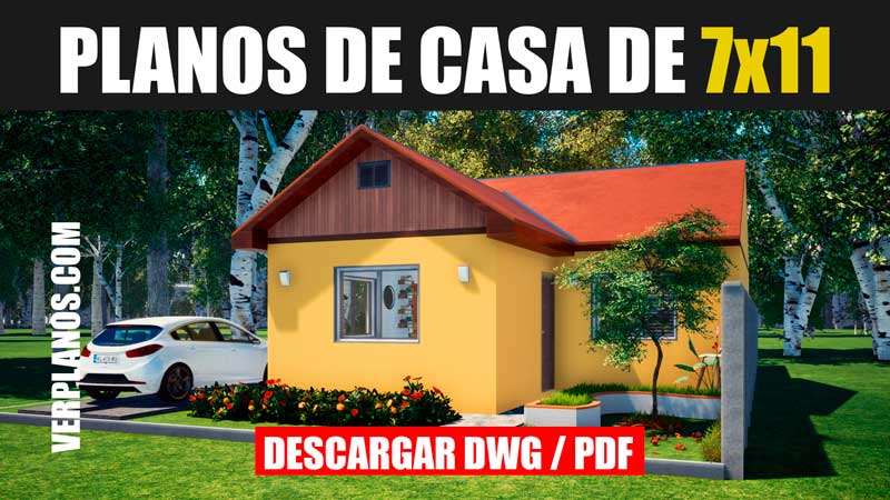 bajar plano de casa de 1 piso con 2 habitaciones 1 baño casa planos descargar dwg para autocad