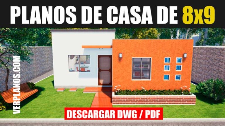 plano d ecasa de 1 piso con 2 dormitorios para descargar en dwg y pdf gratis