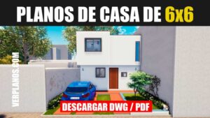 Planos de casa de 6 metros de frente por 6 metros de largo en 2 niveles (DWG / PDF)