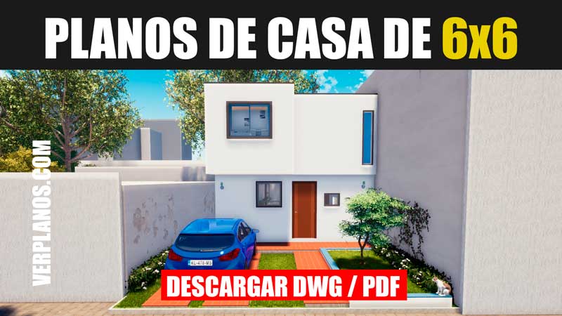 plano de casa de 2 pisos con 3 dormitorios y 2 banos con medidas dwg y pdf descargar gratis