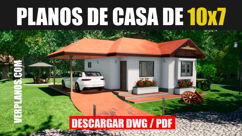 plano de casa de campo con medidas de 1 piso y 2 dormitorios estacionamiento dwg pdf gratis bajar para autocad
