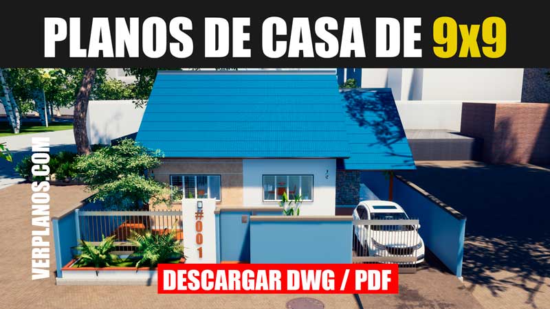 planos de casa de 1 piso con tres dormitorios con medidas dwg pdf gratis descargar