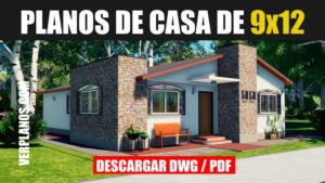 Hermosa casa de 1 piso con 3 dormitorios y 2 baños (Planos para Autocad)