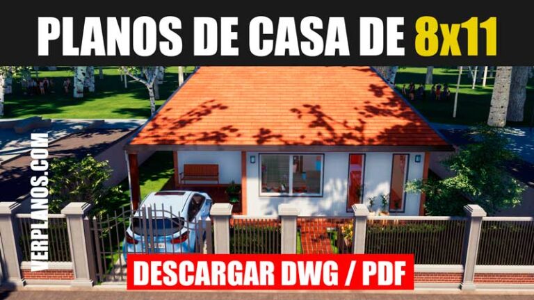 planos de casa economiac de 1 piso con tres dormitorios y 1 baño dwg para autocad gratis