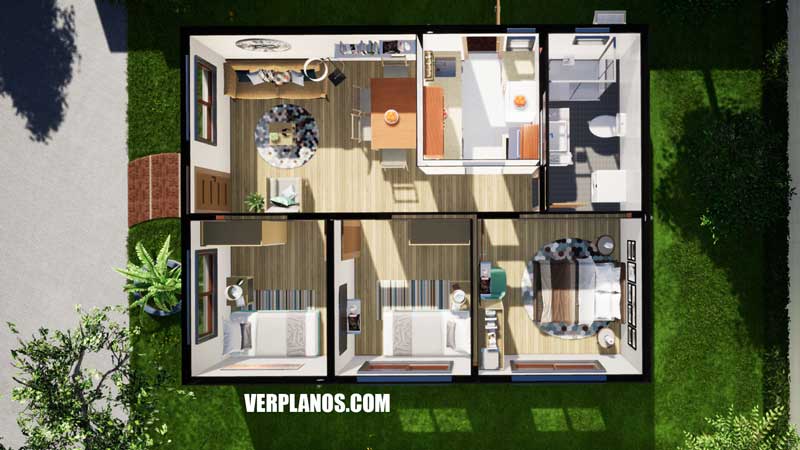 Vista previa planta plano de casa distribución