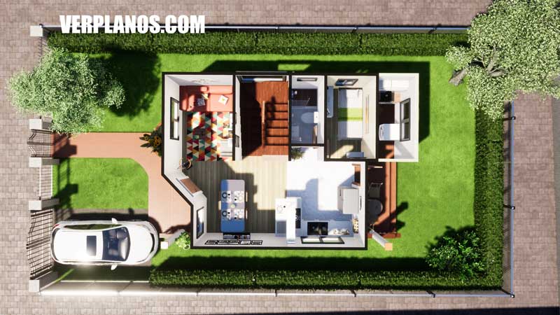 vista previa primer piso plano de casa