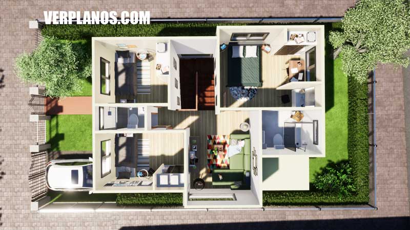 vista previa segundo nivel plano de casa