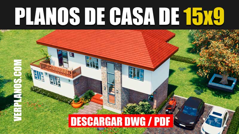 plano de casa arquitectura dos niveles con 4 dormitorios piscina en pdf y dwg para autocad