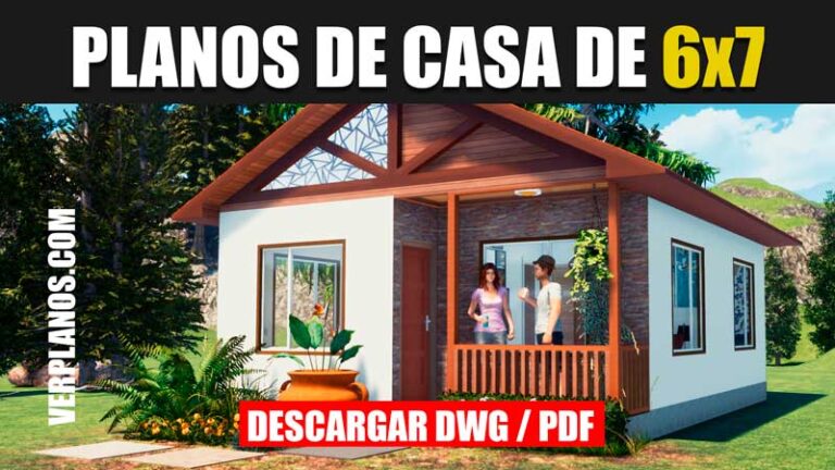 plano de casa de 1 piso con con medidas formato dwg para autocad