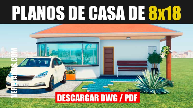 plano de casa de 1 piso con medidas para descargar para autocad formato dwg y pdf