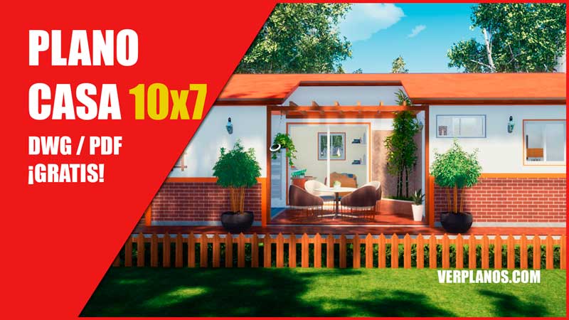 plano de casa economica de 1 piso y dos habitaciones con medidas dwg para autocad y pdf gratis