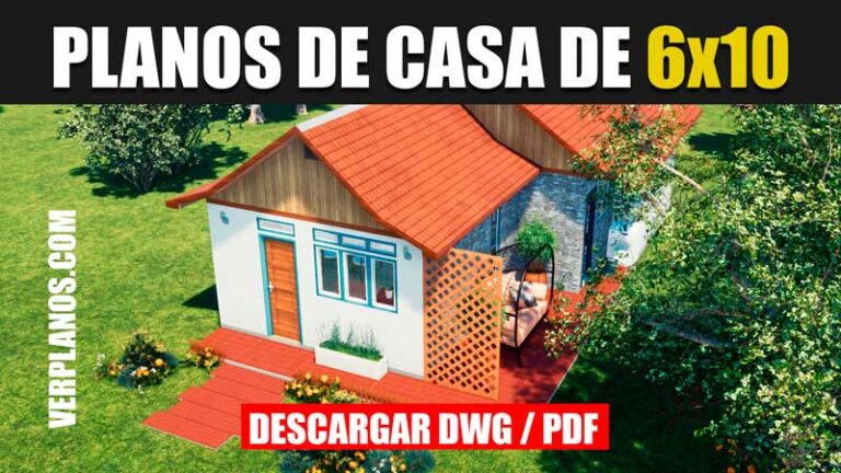 Plano de casa con 2 dormitorios y 1 baño (DWG Y PDF)