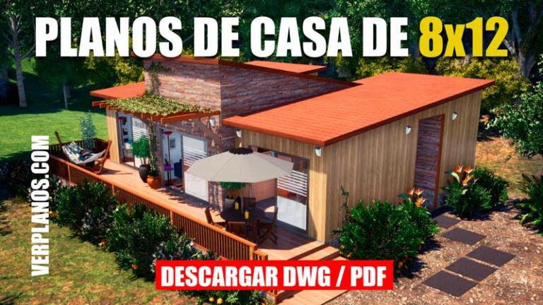plano de casa de 1 piso de campo con medidas de 1 piso con 2 dormitorios dwg para autocad