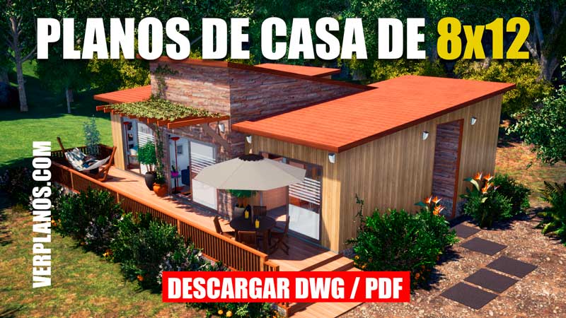 plano de casa de 1 piso de campo con medidas de 1 piso con 2 dormitorios dwg para autocad