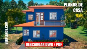 Plano de casa de 2 pisos y 3 dormitorios