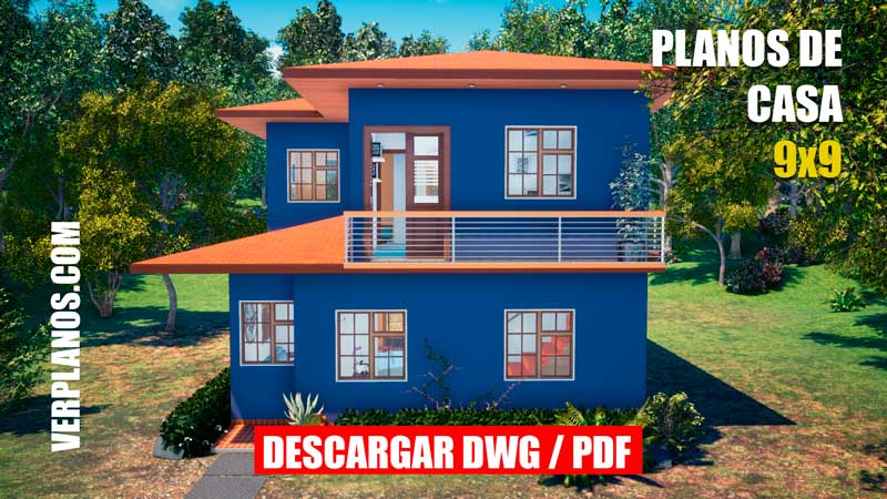 Plano de casa de 2 pisos y 3 dormitorios