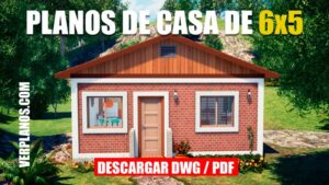 Plano de casa pequeña y económica de 1 piso con medidas