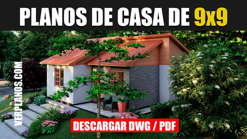 planos de casa economica pequeña 1 piso 2 dormitorios en autocad