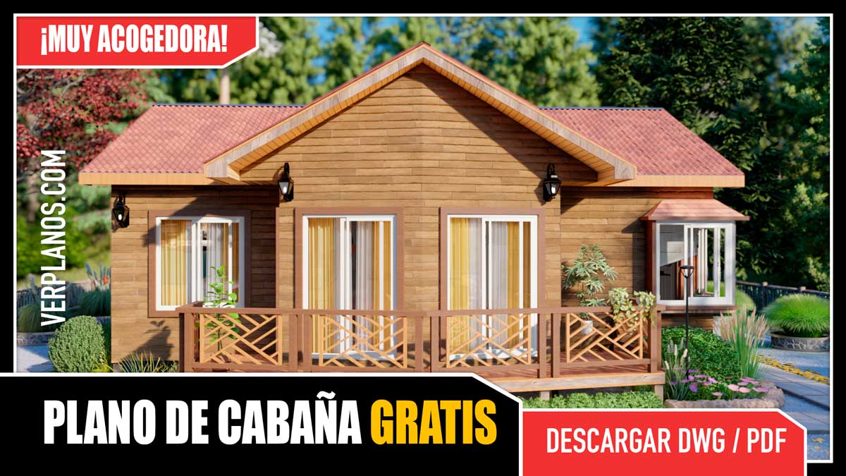 Planos de Cabaña o Casa Campestre prefabricada de 1 piso 3 dormitorios 2 baños