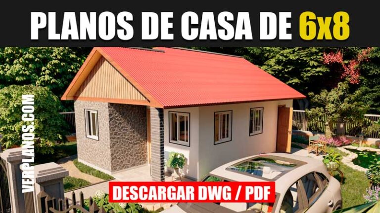 Plano de casa de 1 piso y 3 dormitorios en autocad y pdf gratis
