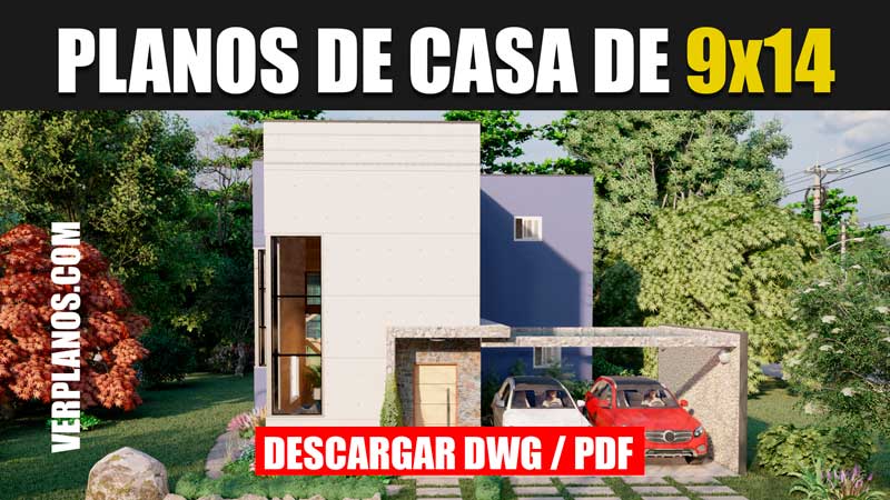 plano de casa 2 pisos con 4 dormitorios en autocad y pdf gratis