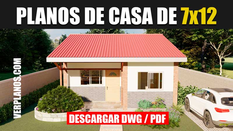 plano de casa con medidas economica pequeña de 1 piso y 3 dormitorios 2 baños en autocad