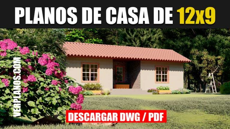 Planos de casa de 1 piso y 3 dormitorios 1 piso con 2 baños en autocad y pdf