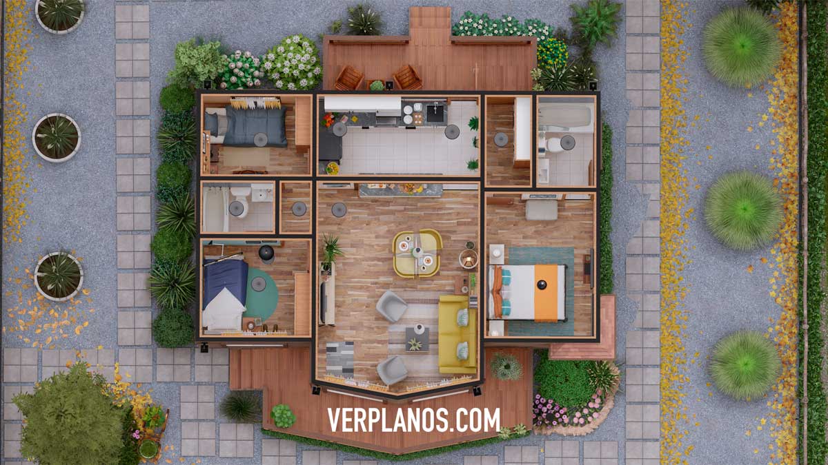 Vista previa planta plano de casa prefabricada