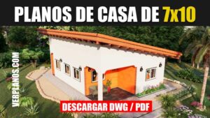 Planos de casa pequeña de 7 por 10 metros 1 piso y 2 dormitorios