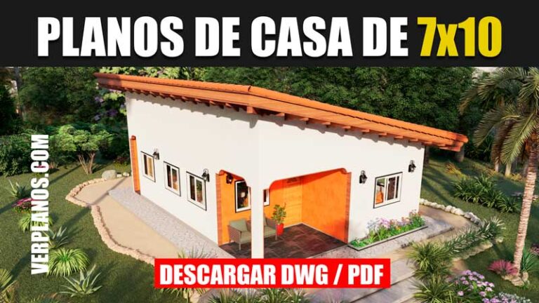 planos de casa de 1 piso 2 dormitorios 1 baño gratis en autocad pdf