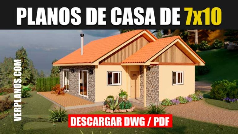 plano de casa de 1 piso 2 dormitorios 1 baño en autocad pdf gratis