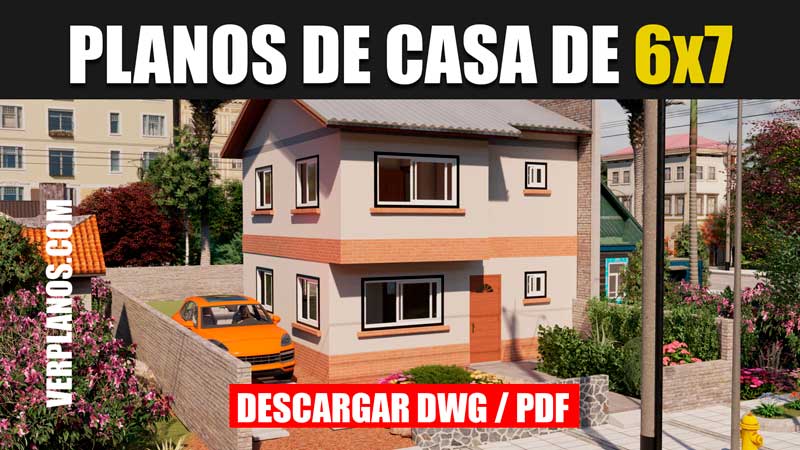 plano de casa de 2 pisos con 3 dormitorios economica y simple en autocad y pdf