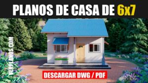 Plano de casa súper chica de 6 por 7 metros con 2 dormitorios