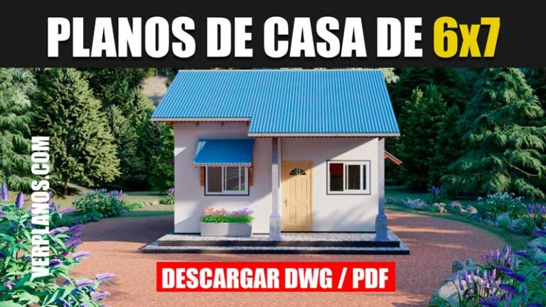 Plano de casa súper chica de 6 por 7 metros con 2 dormitorios