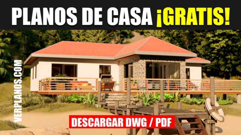 planos de casa 1 piso 3 dormitorios 3 baños en autocad y pdf gratis