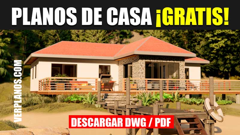 planos de casa 1 piso 3 dormitorios 3 baños en autocad y pdf gratis
