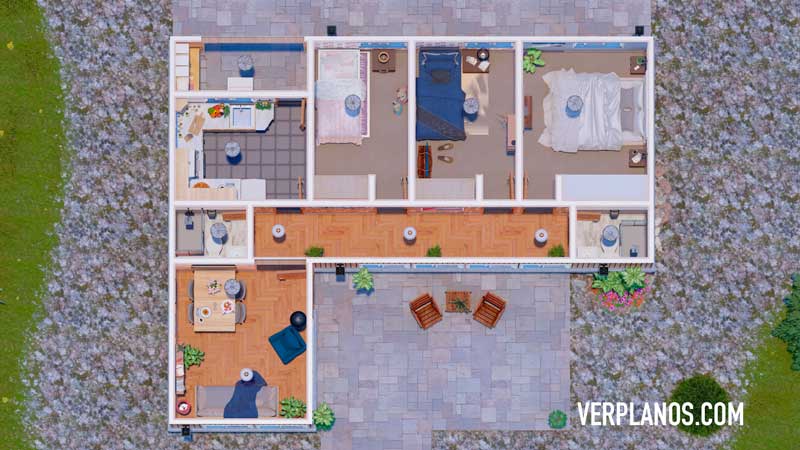vista en planta plano de casa