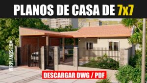 Planos de casa con 2 dormitorios en AutoCAD y PDF