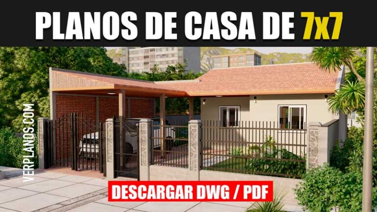 planos de casa de 1 piso con 2 dormitorios 1 baño en autocad y pdf gratis