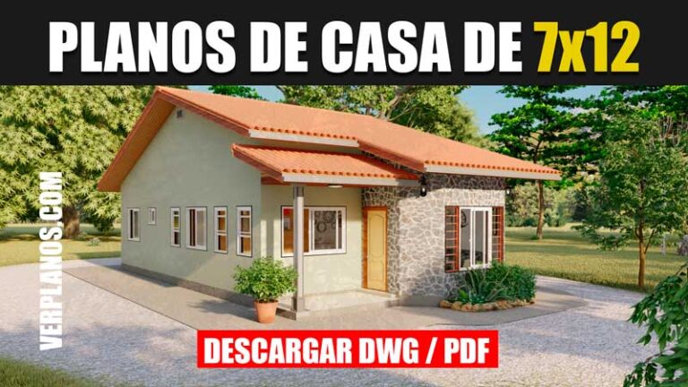 Plano de casa de 1 piso 3 dormitorios 2 baños en autocad gratis y pdf