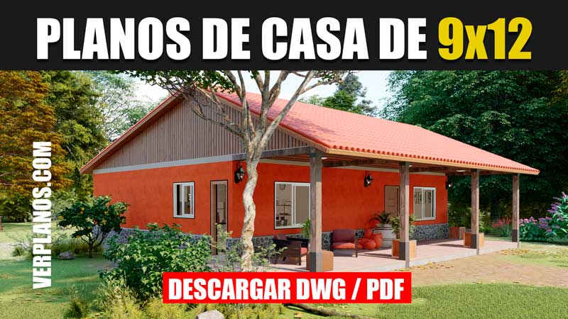 Plano de casa 1 piso 3 dormitorios 2 baños en autocad y pdf GRATIS
