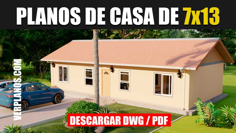 planos de casa economica de 1 piso con 4 dormitorios y 3 baños en autocad y pdf gratis