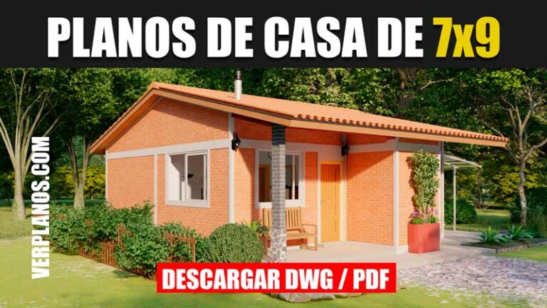 Planos de casa pequeña bonita y económica de 1 piso y 2 dormitorios