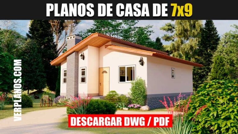 planos de casa de 1 piso 2 dormitorios 1 baño para descargar gratis en autocad y pdf