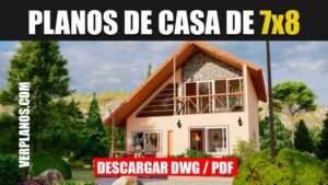 Plano de casa de 2 pisos con 3 dormitorios y 2 baños (DWG / PDF)