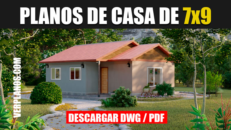 Diseño de plano de casa de 1 piso con 3 dormitorios y 1 baño gratis en autocad y pdf