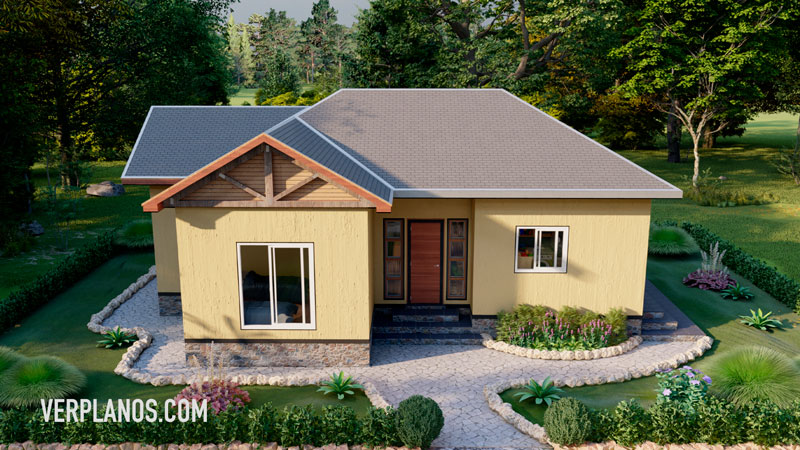 fachada plano de casa vista previa en tres dimensiones