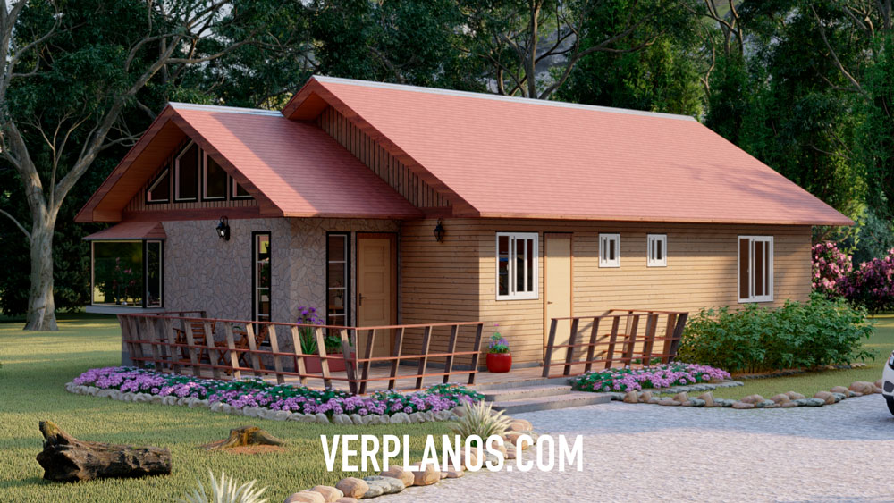 Vista previa fachada plano de casa de campo