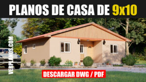 Plano de casa campestre con 3 dormitorios y 2 baños