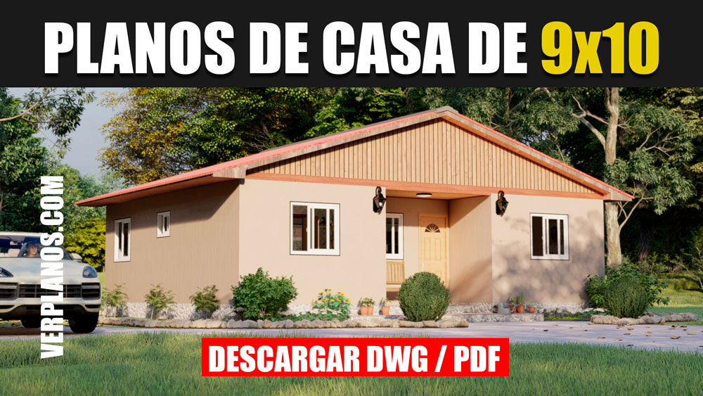 Plano de casa campestre 1 piso 3 dormitorios en autocad y pdf